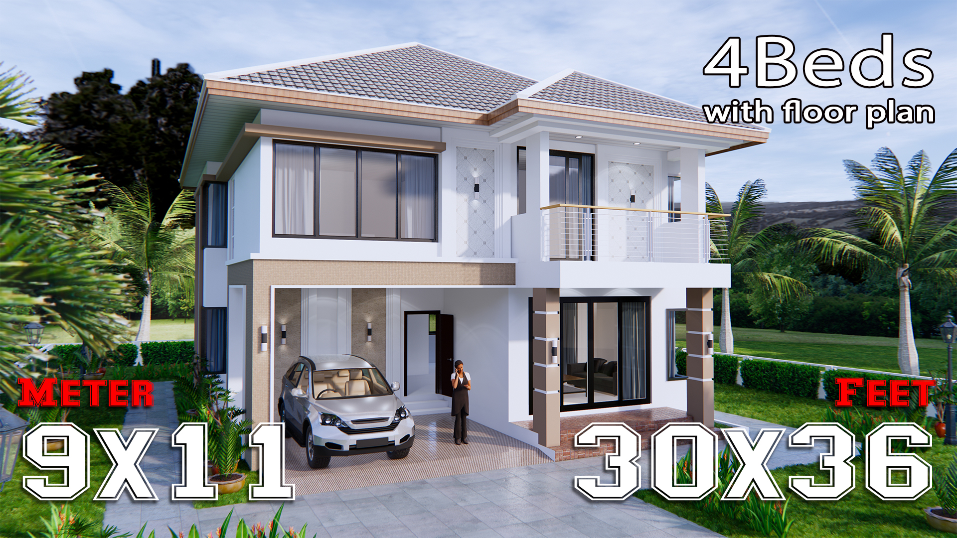 House Design 9x11 Meter 30x36 Feet 4 Beds House Design 3D house-design-9x11-meter-30x36-feet-4-beds-house-design-3d