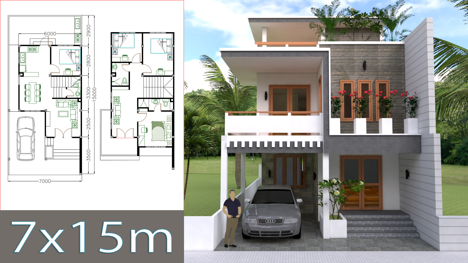 House Plans 7x15M 23x49F 4 Beds