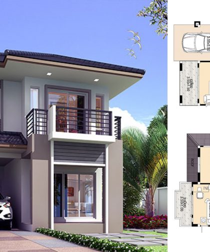Small-House-Plans-7.5x10.3-meter-with-4-Bedrooms