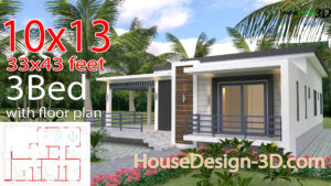 House Design 10x13 Meters 33x43 Feet 3 Bedrooms