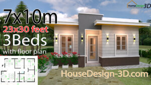 House Design 3d 7x10 Meter 23x33 Feet 3 Bedrooms Terrace Roof