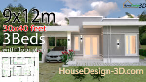 House Design 3d 9x12 Meter 30x40 Feet 3 Bedrooms Terrace Roof