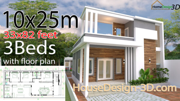 House Design Plans 10x25 with 33x82 Feet 3 bedrooms