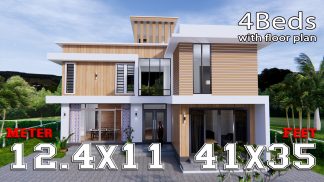 House Plans 12.4x11 Meter 41x35 Feet 4 Beds