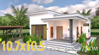 House Design 3d 10.7x10.5 Meter 35x34 Feet 2 Bedrooms Flat roof