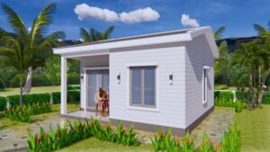 One Bedroom House Plans 21x21 Feet 6.5x6.5m Gable Roof