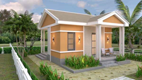 One Bedroom House Plans 6x7.5 with Gable Roof