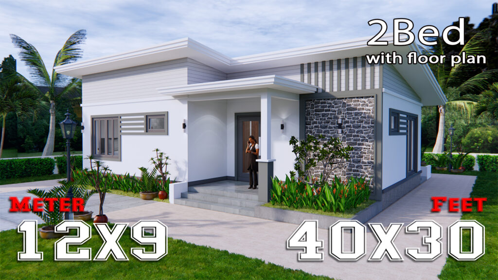 One Bedroom House Plans 6x7.5 with Gable Roof - House Design 3D