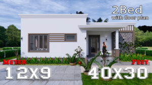 Online House Design 12x9 Meter 40x30 Feet 2 Beds