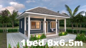 Small House Plans 8x6.5 with One Bedrooms Hip roof