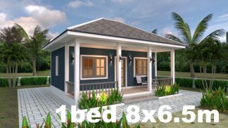 Small House Plans 8x6.5 with One Bedrooms Hip roof
