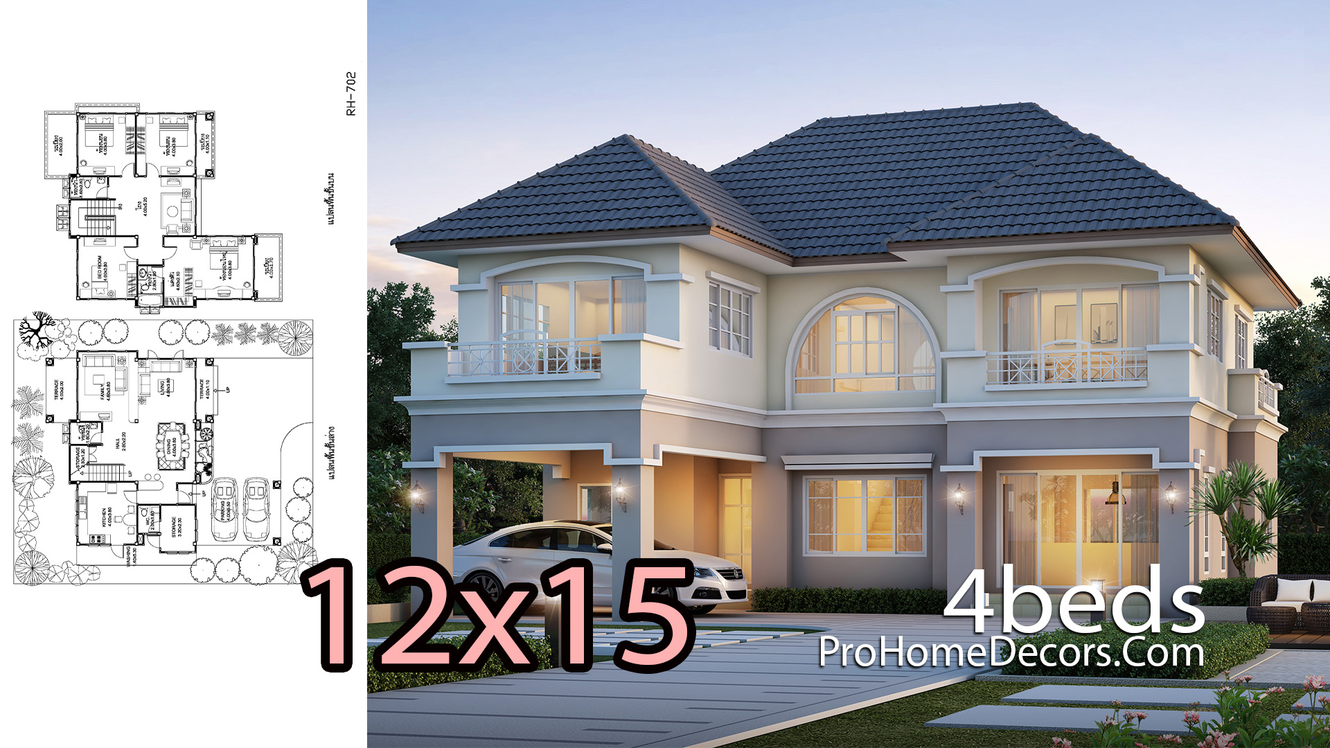 House Design Plans 12x15 Meter 4 Bedrooms