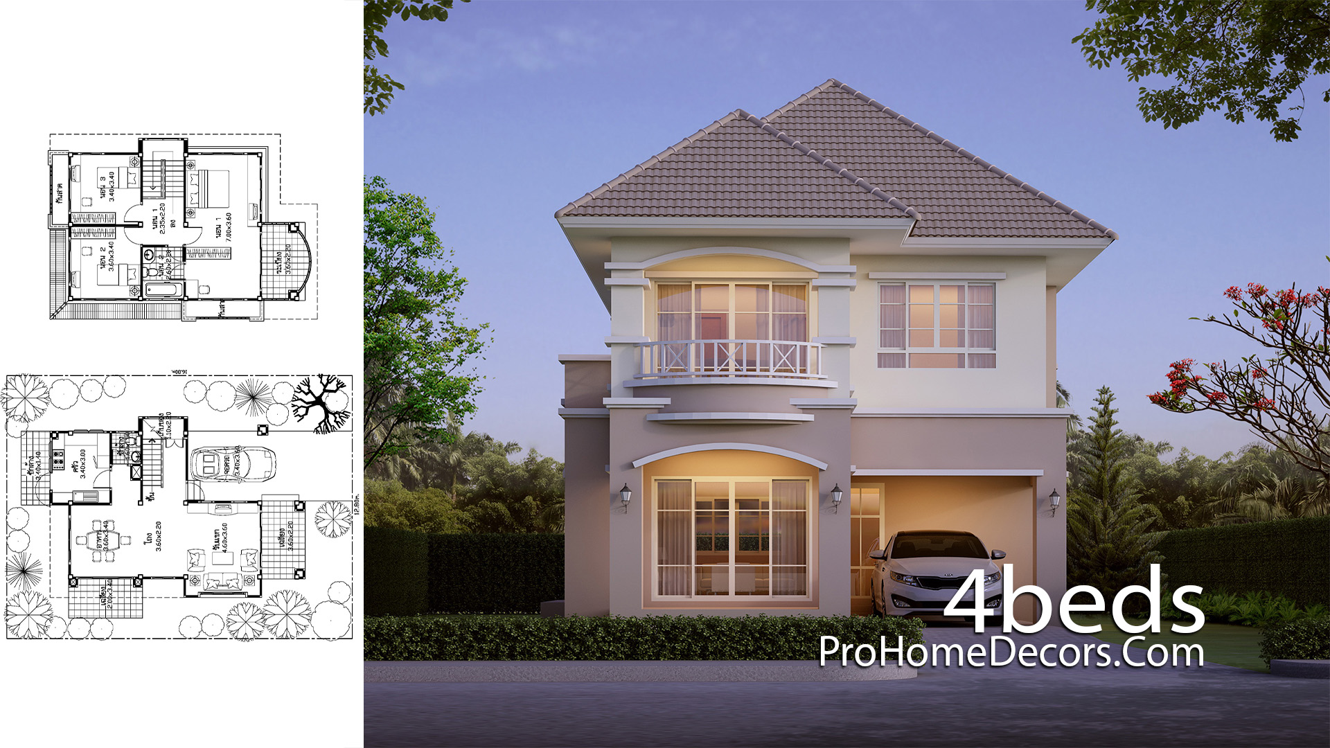 House Design Plot 12x16 Meter with 3 Bedrooms