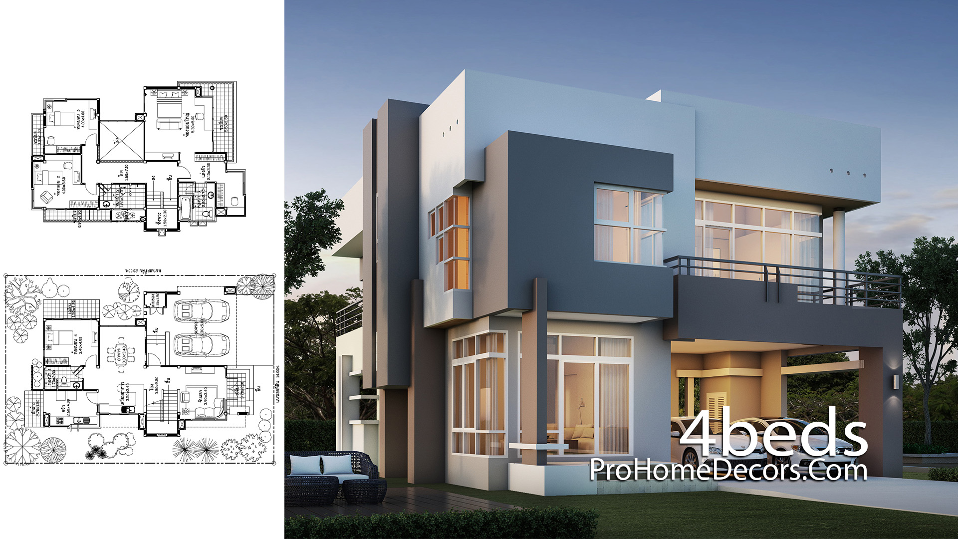 House Design Plot 14x20 Meter with 4 Bedrooms