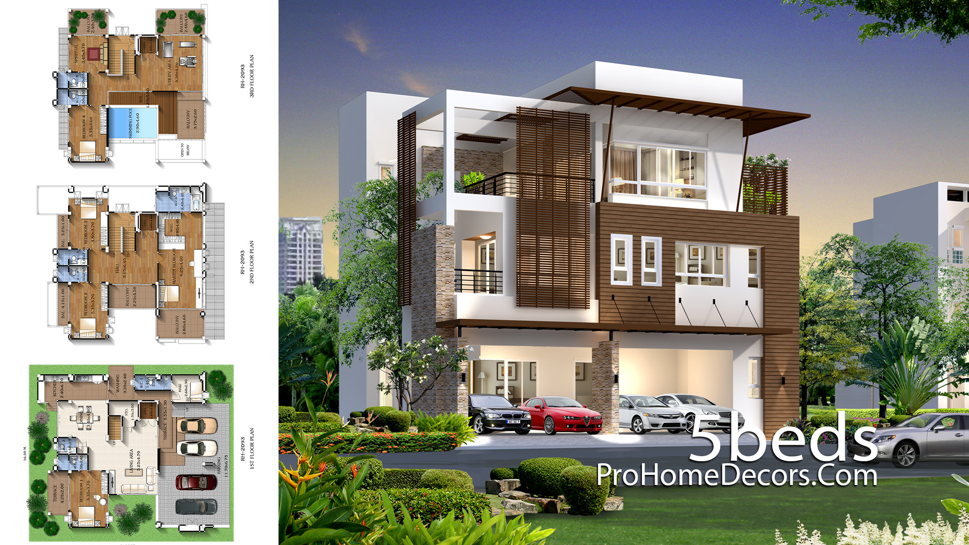 House Design Plot 16x20 meter with 5 Bedrooms