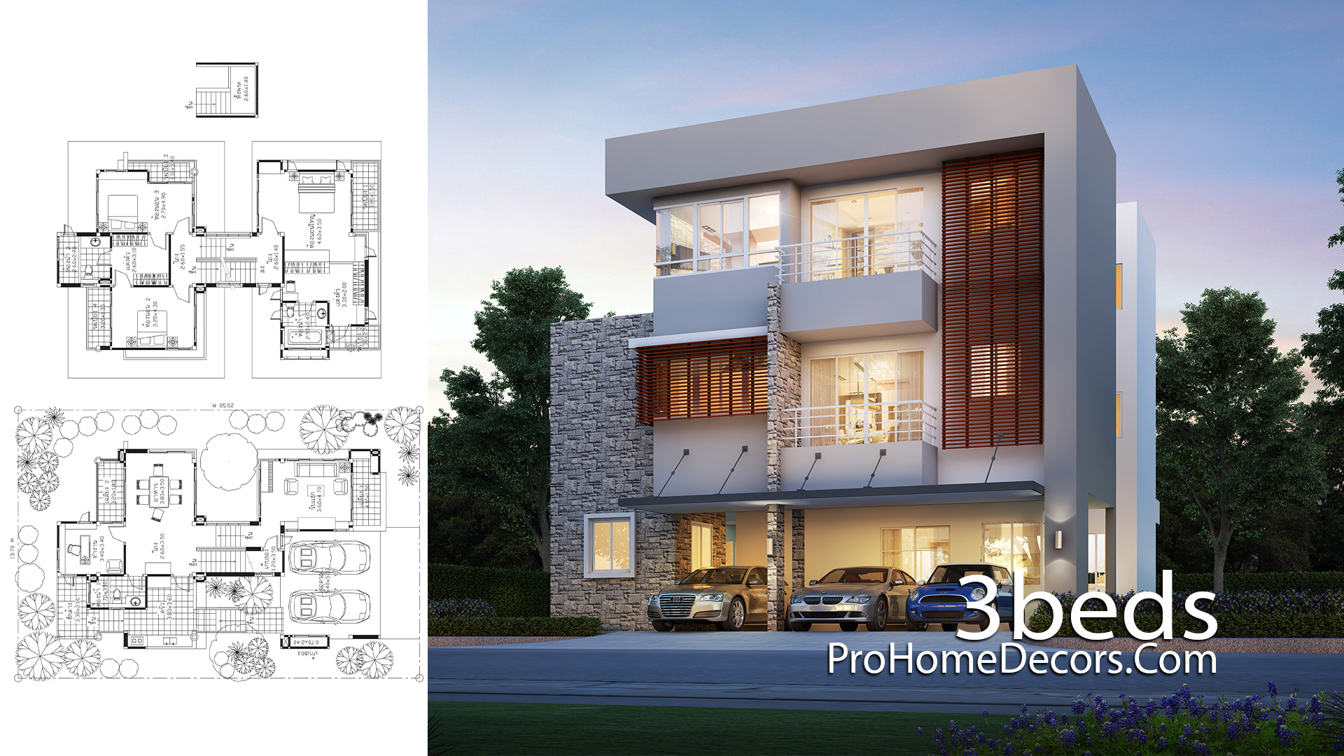 House Idea Plot 13x20 Meter with 3 Bedrooms