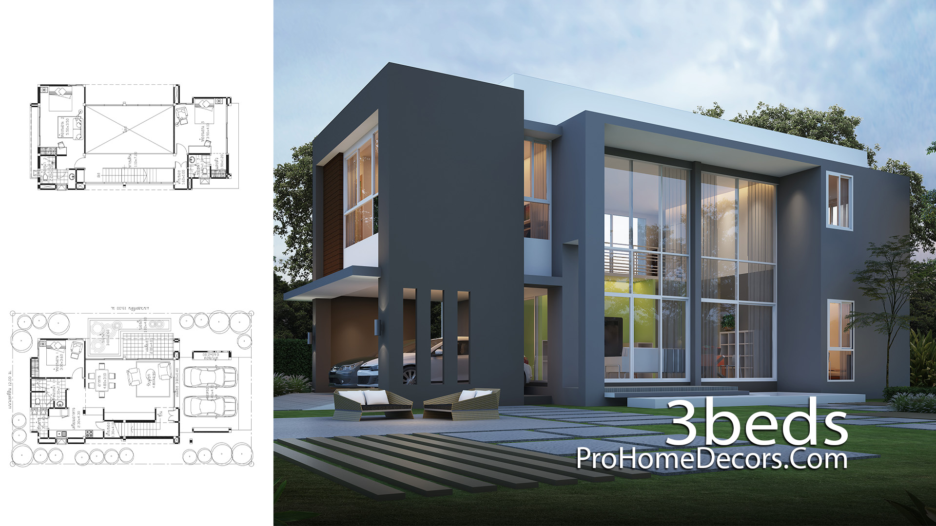 House Plan Plot 12x19 Meter with 3 Bedrooms