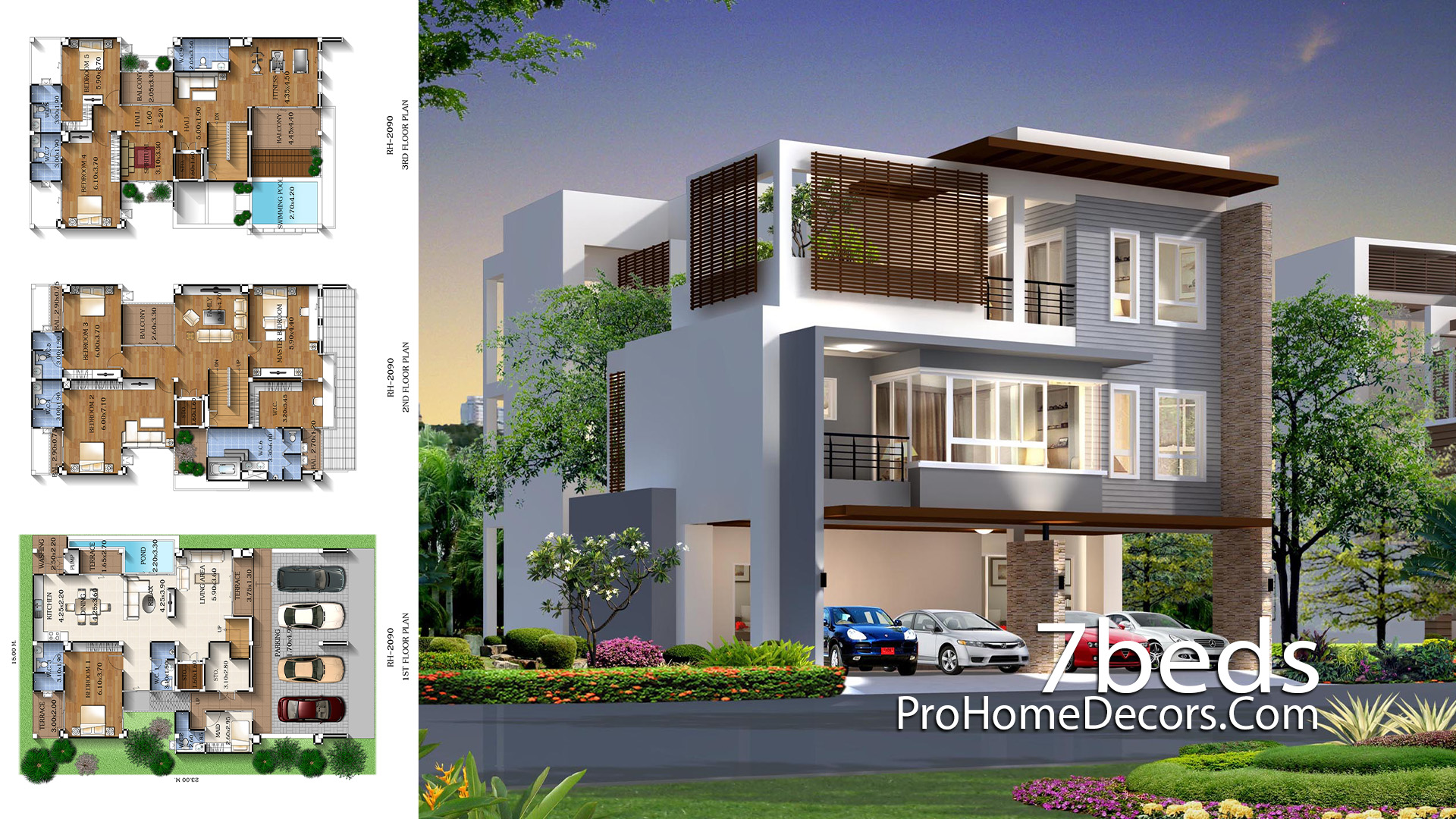 House Plan Plot 15x23 meter with 7 Bedrooms
