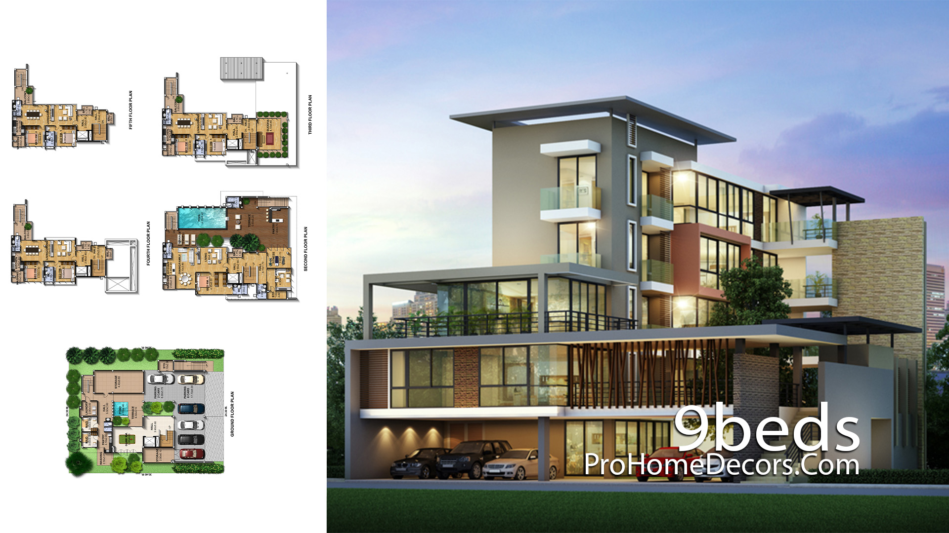 House Plan Plot 24x30 Meter with 9 Bedrooms