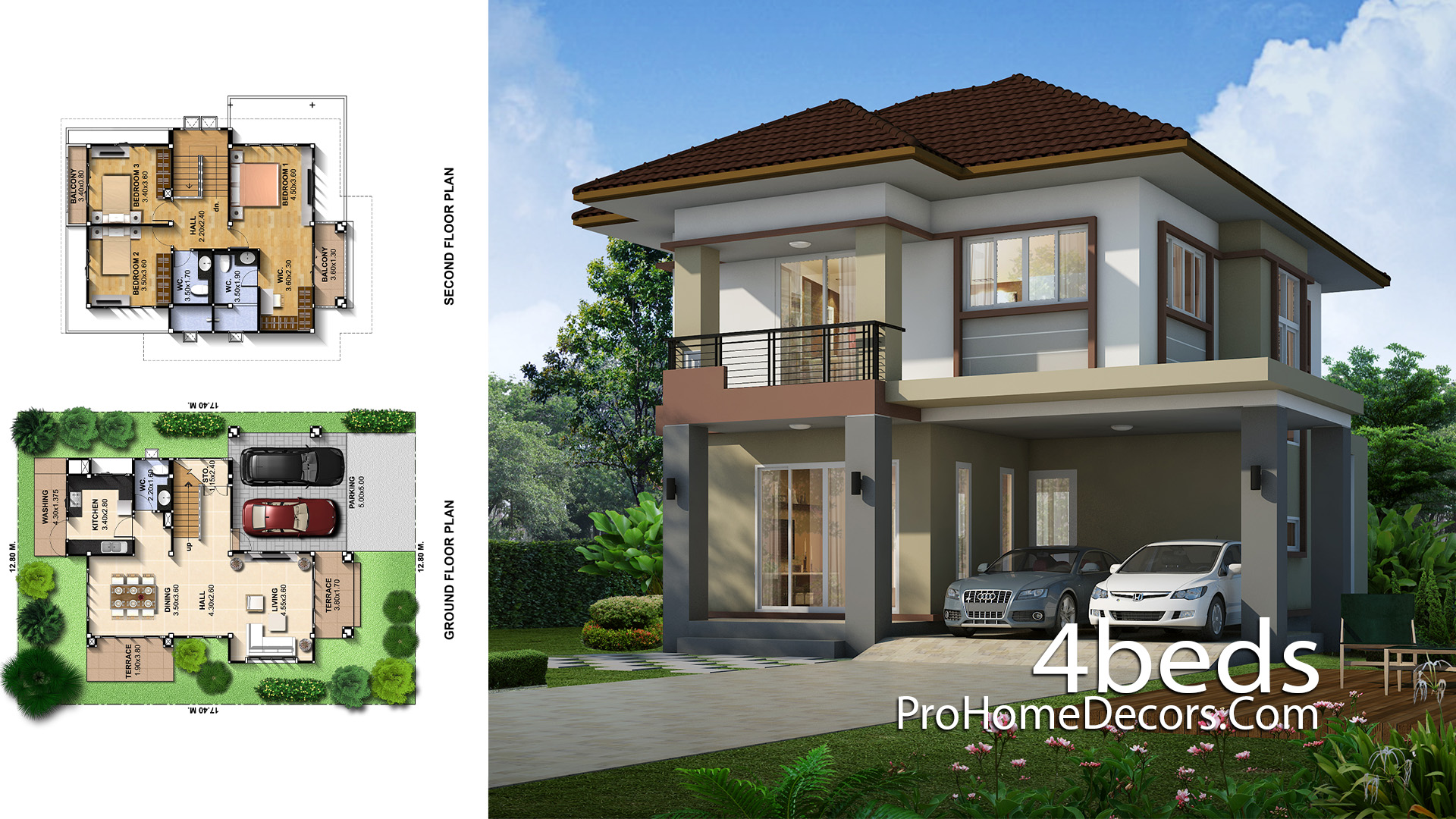 House Plans Plot 12x17 Meter 3 Bedrooms