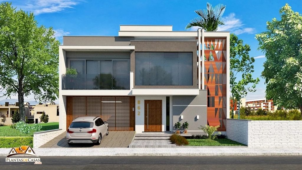 House Design Plan 12x15 Meter with 3 Bedrooms front 3d
