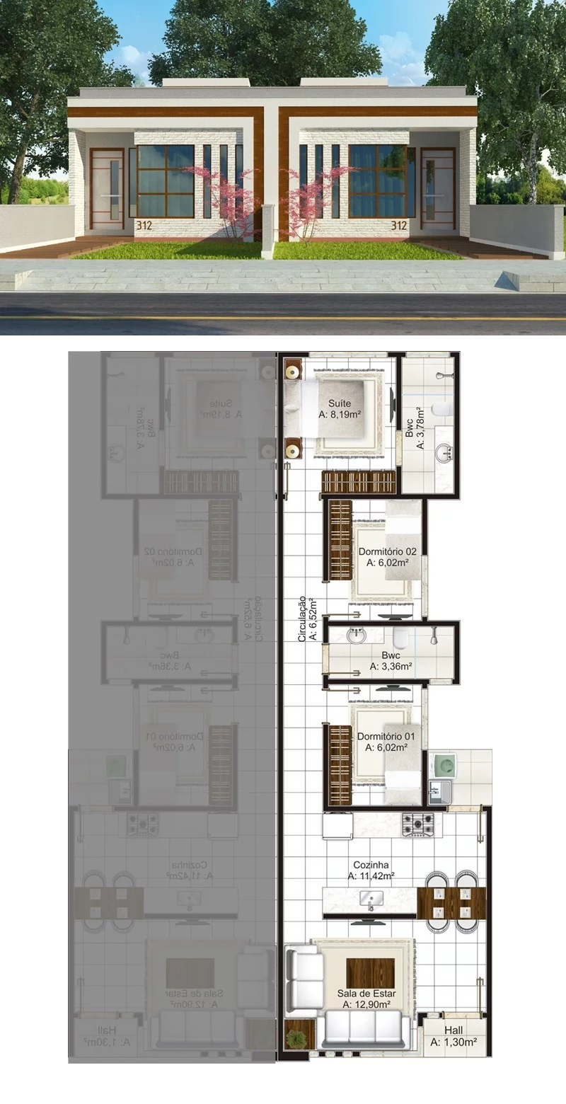 House-Design-Plan-5x16.5-Meter-with-3-Bedrooms-front-3d-view-1-Cover