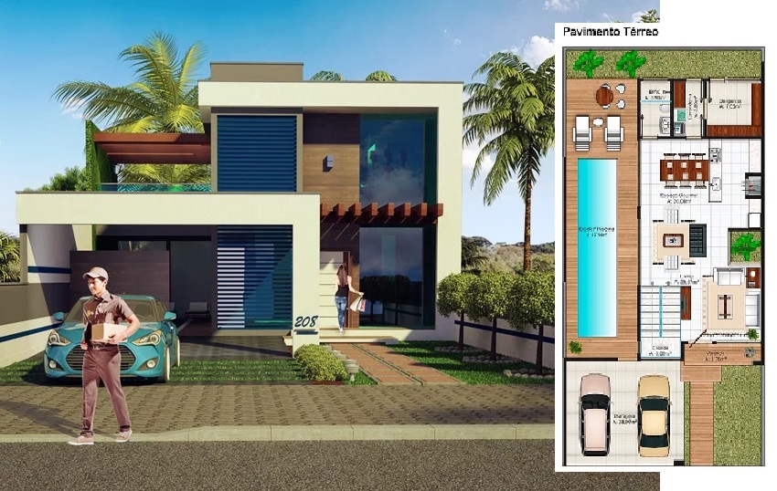 House Design Plot 10x25 Meter 2 Bedrooms - House Design 3D