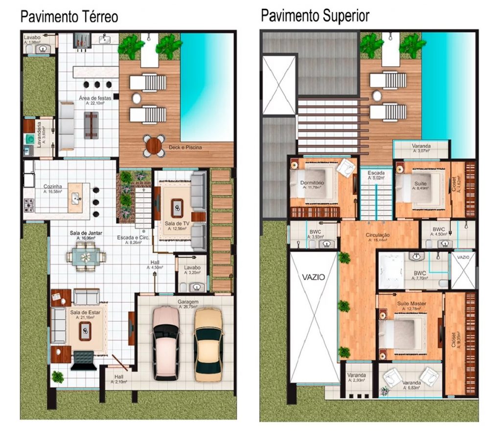 House Design Plot 12x25 Meter with 3 Bedrooms floor plan