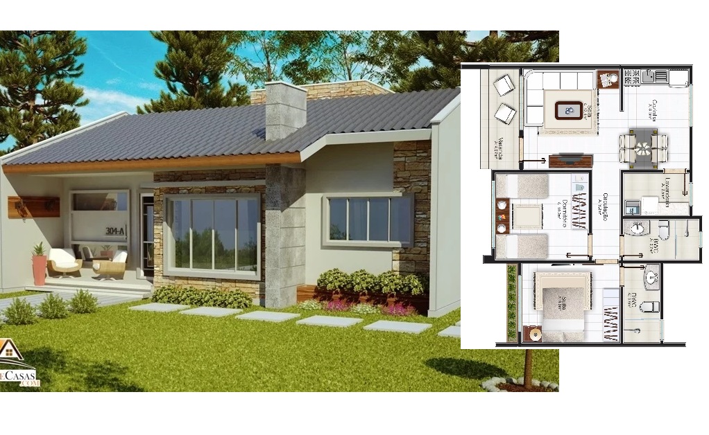 House Plan Plot 10x15 Meter with 2 Bedrooms cover