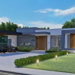 Modern House Design 25x30 M 3 Beds One Story House Plan 3d view 1