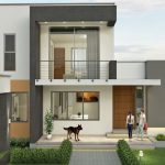 Modern House Plan 18x19 Meter 3 Beds 2 Story Plans front 3d