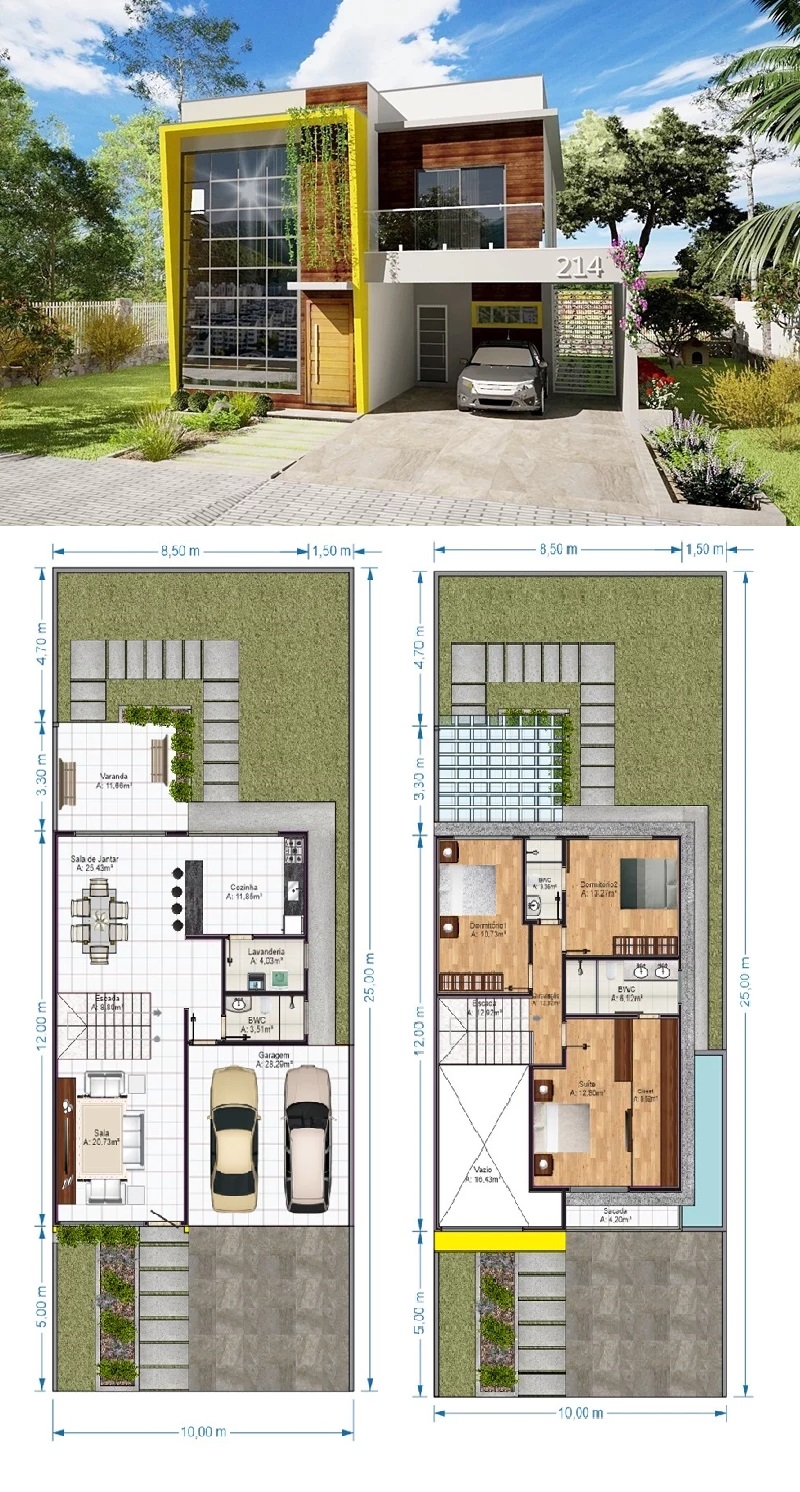 Modern-House-Plot-10x25-Meter-With-3-Bedrooms-3d