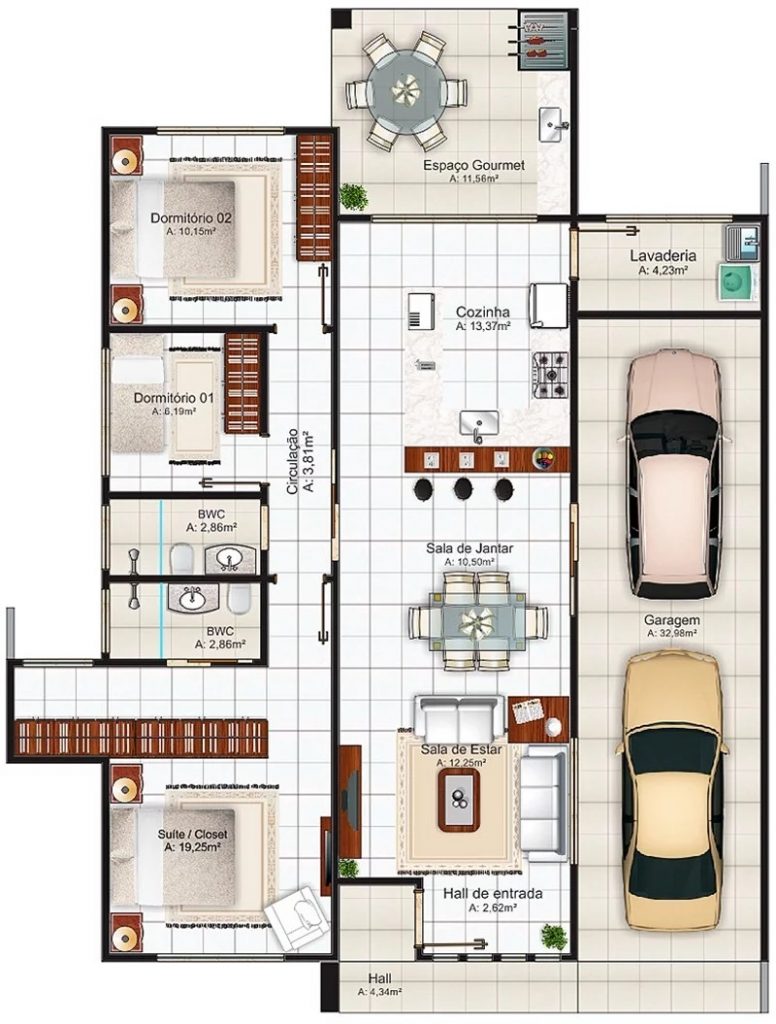 House Design Plan 10.5x14 Meter with 3 Bedrooms