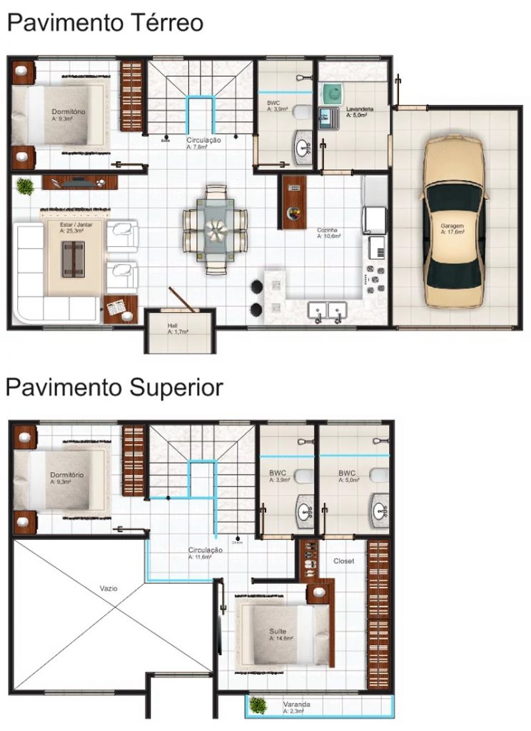 House Design Plan 13x7.5 Meter with 3 Bedrooms first floor plan