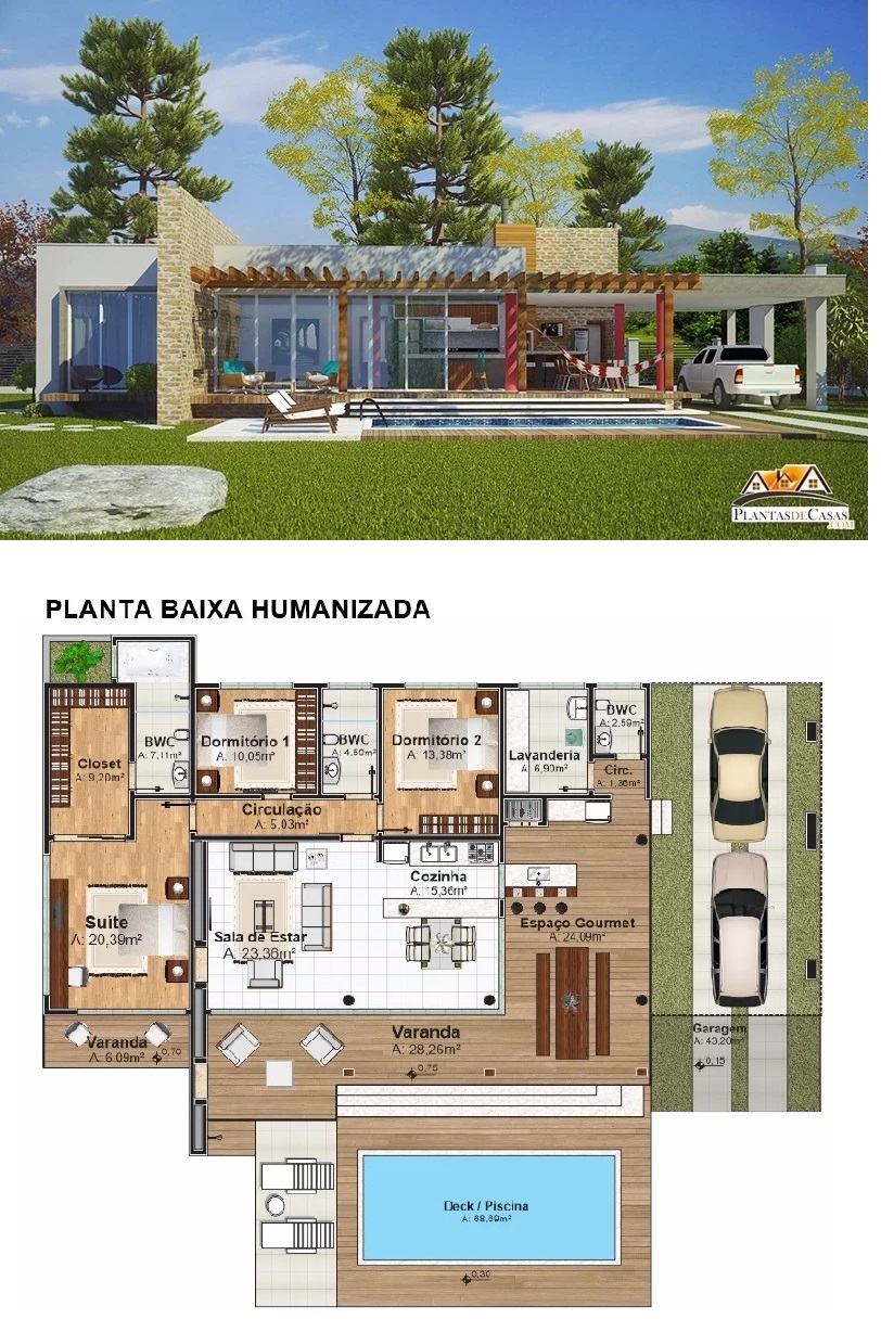 House Design Plans 21x10 Meter 3 Bedrooms Plot 25x30M 3d view