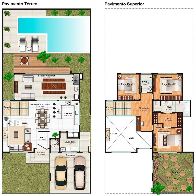 House Design Plot 12x30 Meter with 3 Bedrooms Layout floor plan