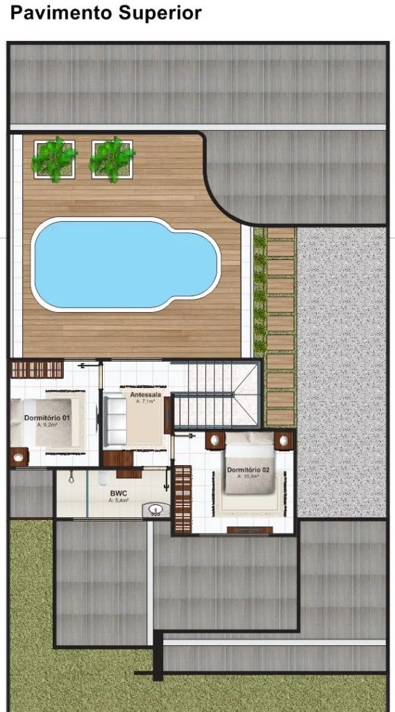 House Plan Plot 12x25 Meter with 3 Bedrooms layout first floor plan