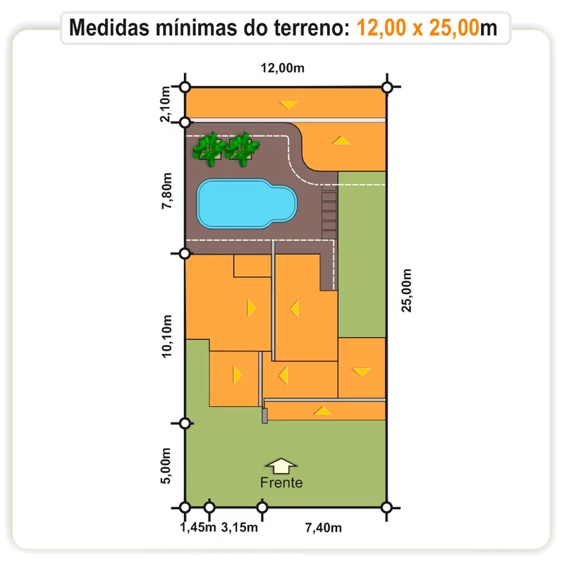 House Plan Plot 12x25 Meter with 3 Bedrooms master floor plan