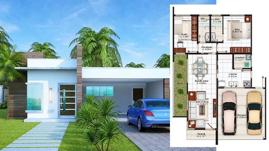 boeren Raap prototype Modern House Plan 10x13.5 Meter 3 Bedrooms - House Design 3D