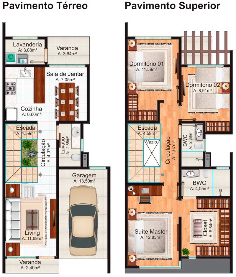 Small House Design 6x12 Meter 3 Bedrooms 6x20M layout floor plan