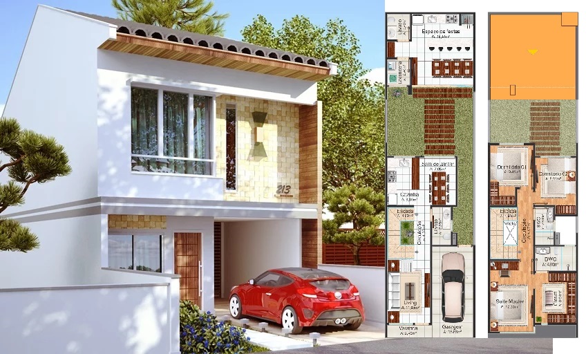 Small-House-Design-6x20-Meter-3-Bedrooms-Plot-6x25M-front-3d-view-Cover