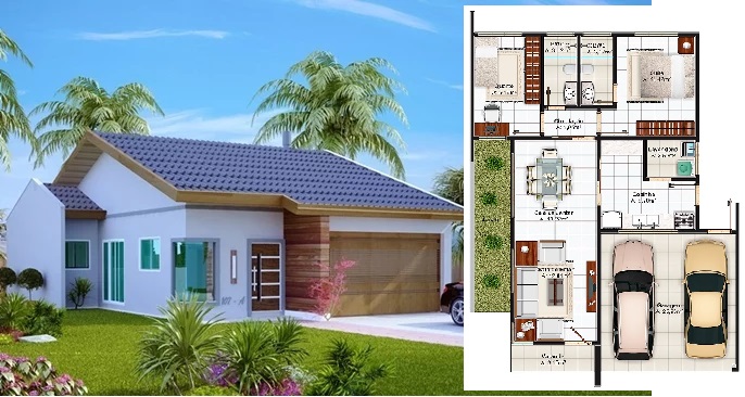 Small-House-Plans-10x13-Meter-2-Beds-Plot-10x20-M-3d-view